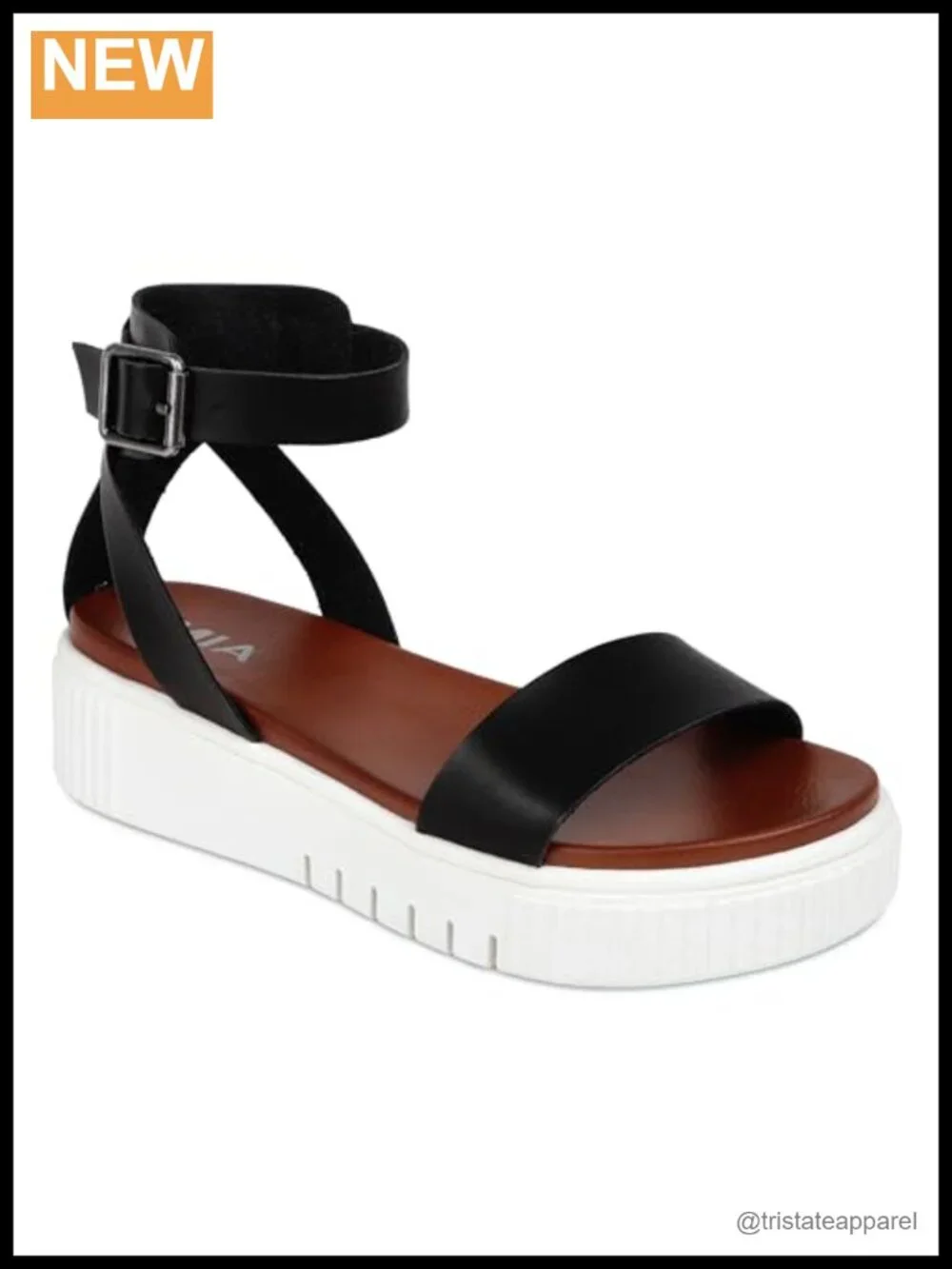 MIA Lunna Platform Sandals PU Leather Ankle Strap Buckle